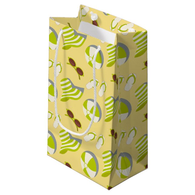 Beach vacay pattern with sunglasses and sun hat  small gift bag (Front Angled)