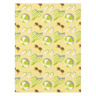 Beach vacay pattern with sunglasses and sun hat tablecloth