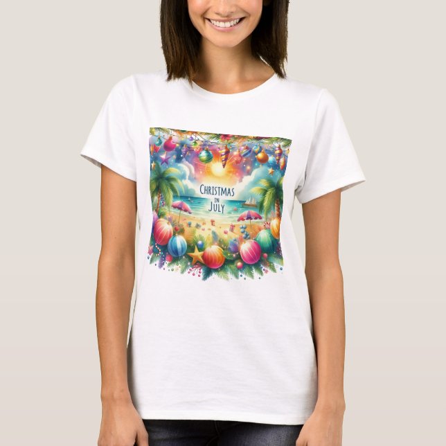 Beach Vibe Christmas In July  T-Shirt (Front)