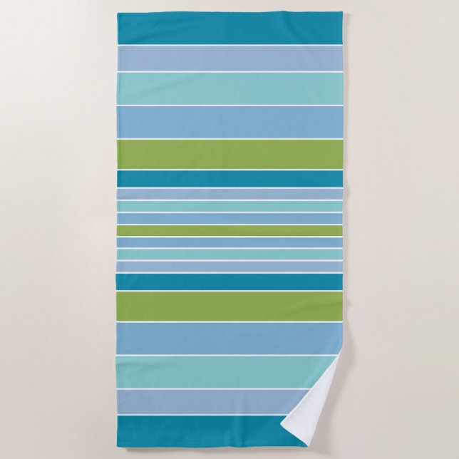 Beach Vibe Stripes in Blues Towel (Front)