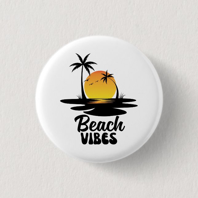 Beach Vibes 1 Inch Round Button (Front)