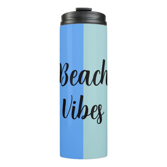 Beach Vibes, Blue Stripes Thermal Tumbler (Front)
