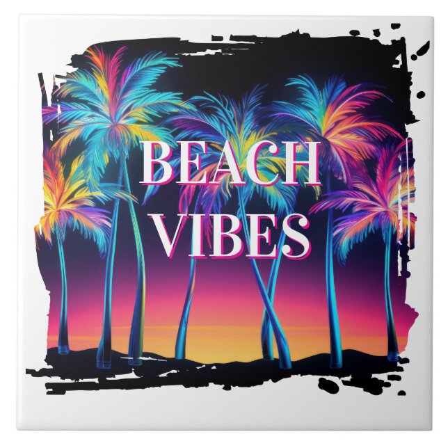 Beach Vibes Ceramic Tile (Front)
