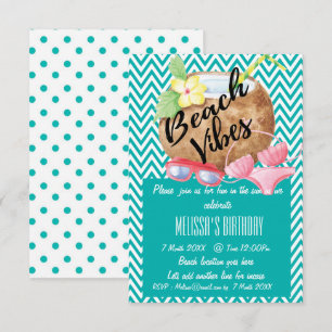 Beach Vibes - Coconut and Bikini Party Invite