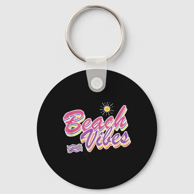 Beach Vibes Gift Summer colourful Keychain (Front)