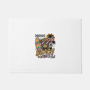 Beach Vibes Highland Cow Summer Vector Art_1 Doormat