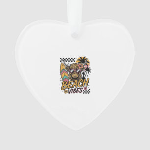 Beach Vibes Highland Cow Summer Vector Art_1 Ornament
