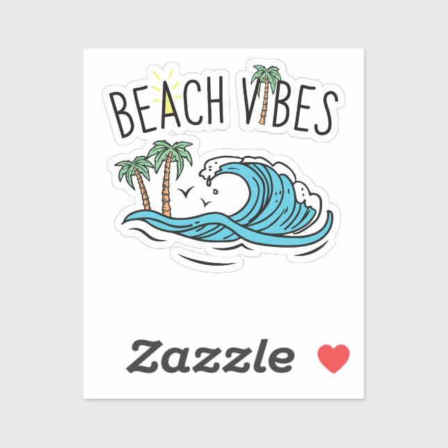 Beach vibes ocean waves palm tree sunset (Sheet)
