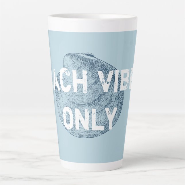 Beach Vibes Only Distressed Font Latte Mug (Front)