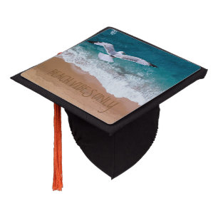 Beach Vibes Only Sand Writing Seashore Ocean Graduation Cap Topper