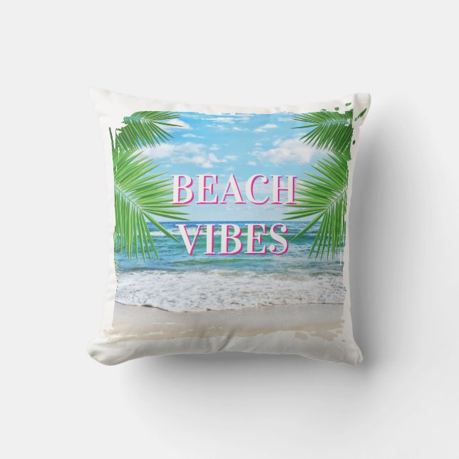 Beach Vibes Outdoor Throw Pillow (Front)