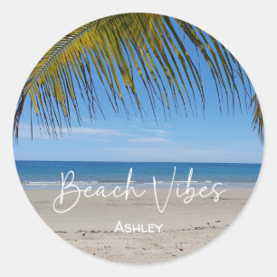 Beach Vibes Personalized Classic Round Sticker