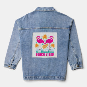 Beach Vibes Pink Flamingos-19501 Denim Jacket