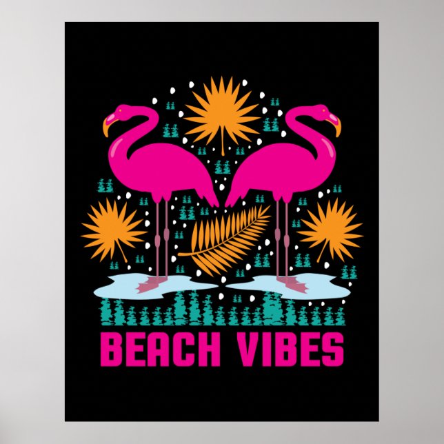 Beach Vibes Pink Flamingos-19501 Poster (Front)