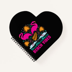 Beach Vibes Pink Flamingos Design Notebook