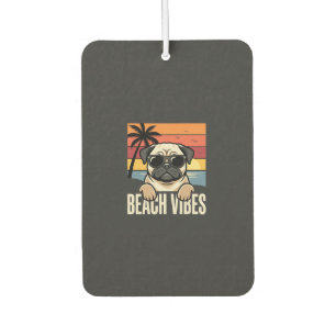 Beach Vibes Pug Dog Sunset Air Freshener