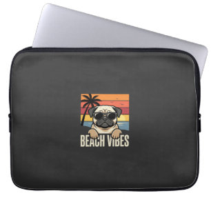 Beach Vibes Pug Dog Sunset Laptop Sleeve