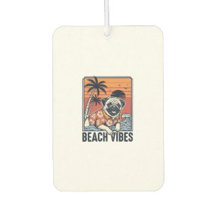 Beach Vibes Pug Vintage Engraving Design_1 Air Freshener