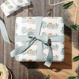 Beach Vibes Retro Summer Sun Pattern Wrapping Paper