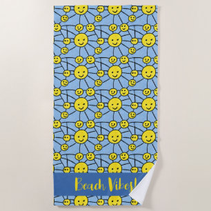 "Beach Vibes!" Smiling Sun Beach Towel
