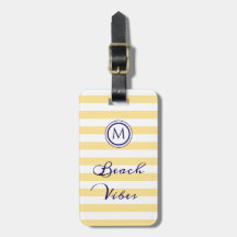 Beach Vibes Striped Yellow White Monogram