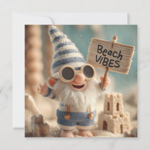 "Beach Vibes" Summer Garden Gnome Holiday Card