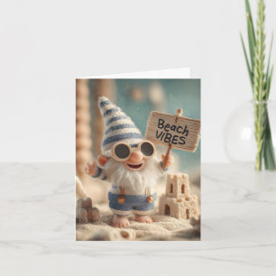 "Beach Vibes" Summer Garden Gnome Holiday Card