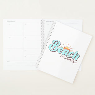Beach Vibes Summer Sun Typography Coastal Artwork  Planner