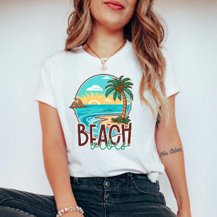 Beach Vibes Sunset – Tropical Palm Tree & Ocean  T-Shirt