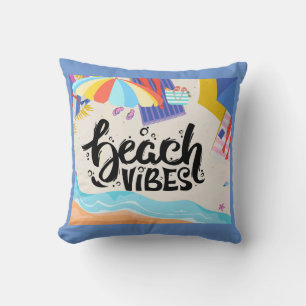 Beach Vibes Throw Pillow by Sommer Hamilton