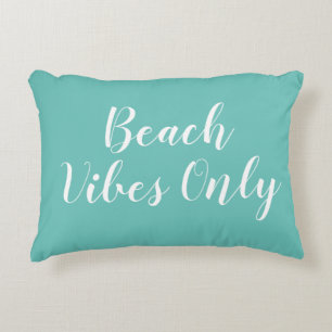 Beach Vibes Turquoise Script Accent Pillow
