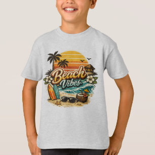 Beach Vibes Vintage Retro Sunset Tropical Beach T-Shirt