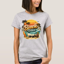 Beach Vibes Vintage Retro Sunset Tropical Beach