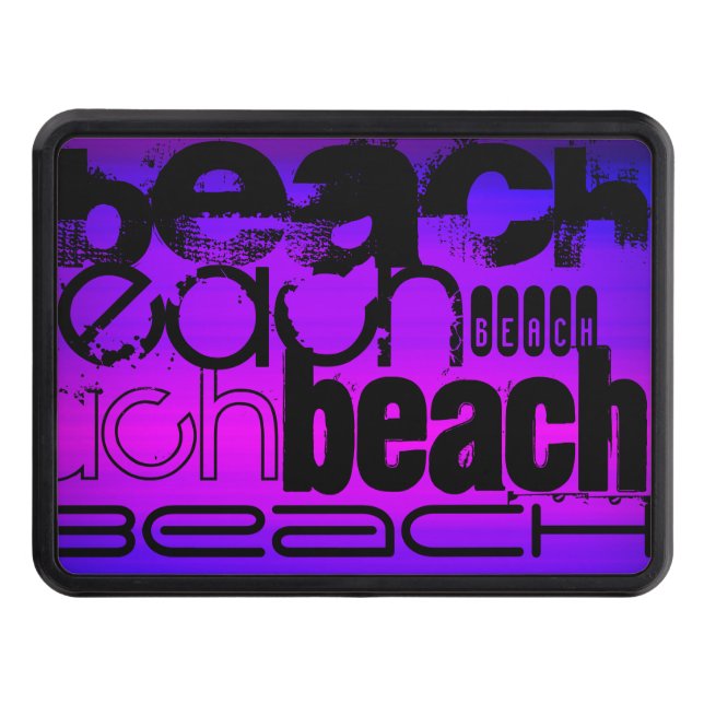 Beach; Vibrant Violet Blue and Magenta Trailer Hitch Cover (Front)
