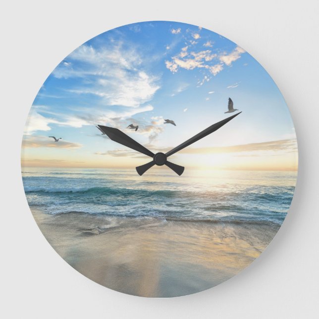 Beach View Beautiful Serene Ocean Large Clock (Front)