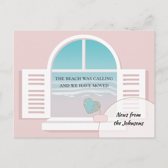 Beach View from New Home Change of Address Announcement Postcard (Front)