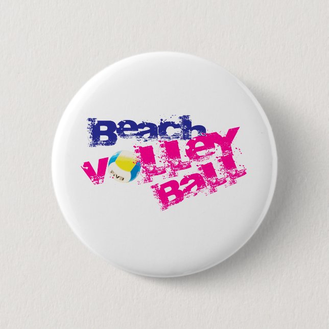 Beach Volleyball 2 Inch Round Button (Front)