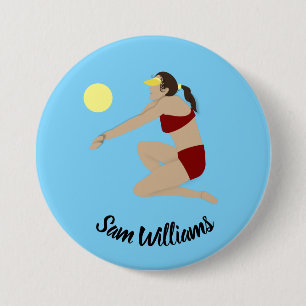 Beach Volleyball 3 Inch Round Button