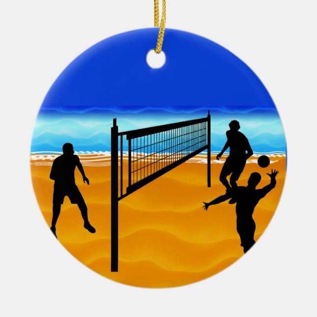Beach Volleyball Ceramic Ornament (Front)