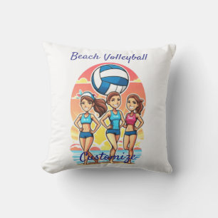 Beach Volleyball Girls Thunder_Cove Throw Pillow