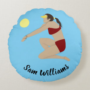 Beach Volleyball Round Pillow