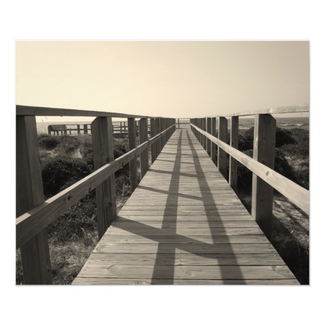 Beach Walk in Sepia Photo Print (Front)
