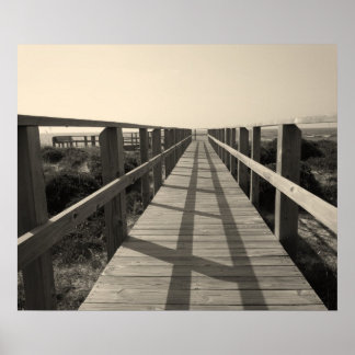 Beach Walk in Sepia Poster