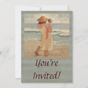 Beach Walk with Mother and baby Invitation