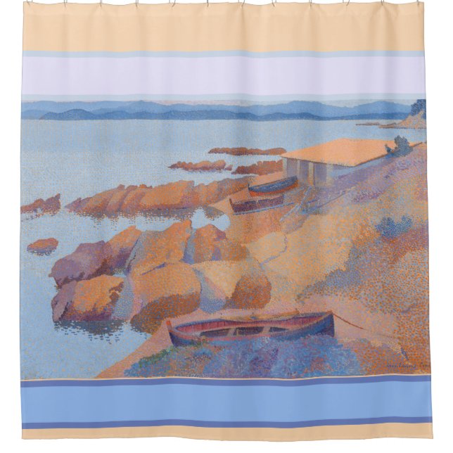 Beach water and boats French art print (Front)