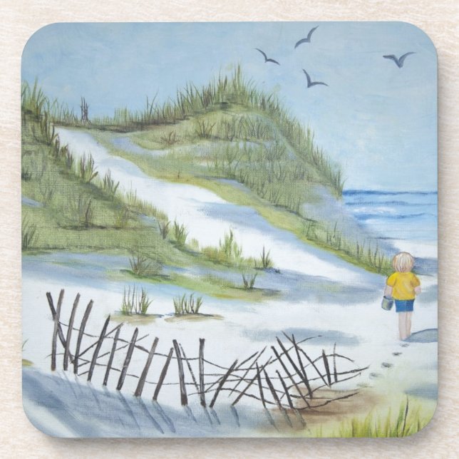 Beach watercolor coaster (Front)