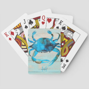Beach Watercolor Crab Bicycle Playing Cards