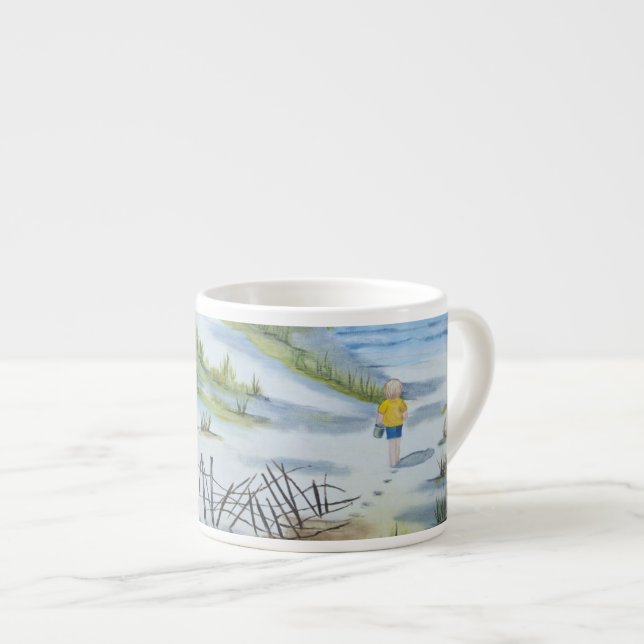 Beach watercolor espresso cup (Front Right)
