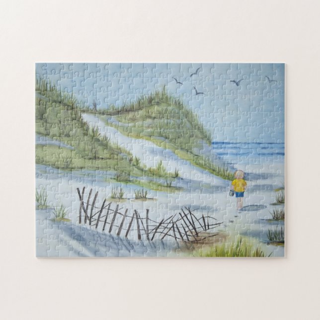 Beach watercolor jigsaw puzzle (Horizontal)