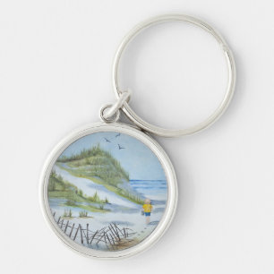 Beach watercolor keychain